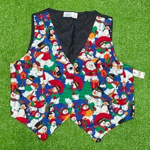 Vintage 90's Ceci Christmas Cotton Vest Snowmen Size 2XL - Made in USA - W/ Tags